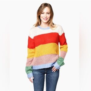 NWT Anthropologie NWT English Factory Rainbow/Color-Block Chunky Cable-Knit XS